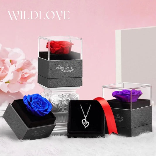 Eternal Rose with "I Love You" Necklace – A Romantic Keepsake Gift Set